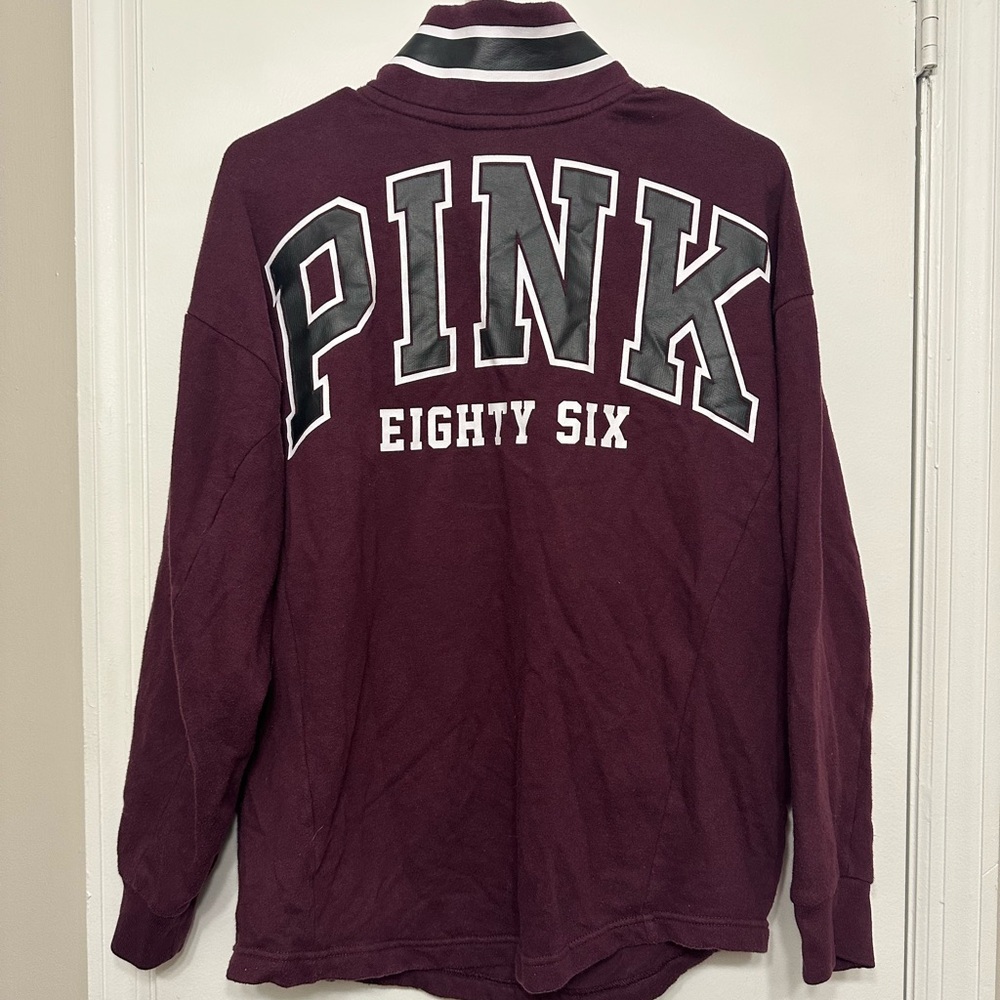 PINK Victoria's Secret Burgundy Quarter Zip Sweater - Picture 5 of 5